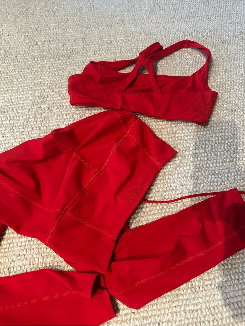 L Space Equinox Red Lace-Up High Waist Leggings & Matching Sports Bra Set small